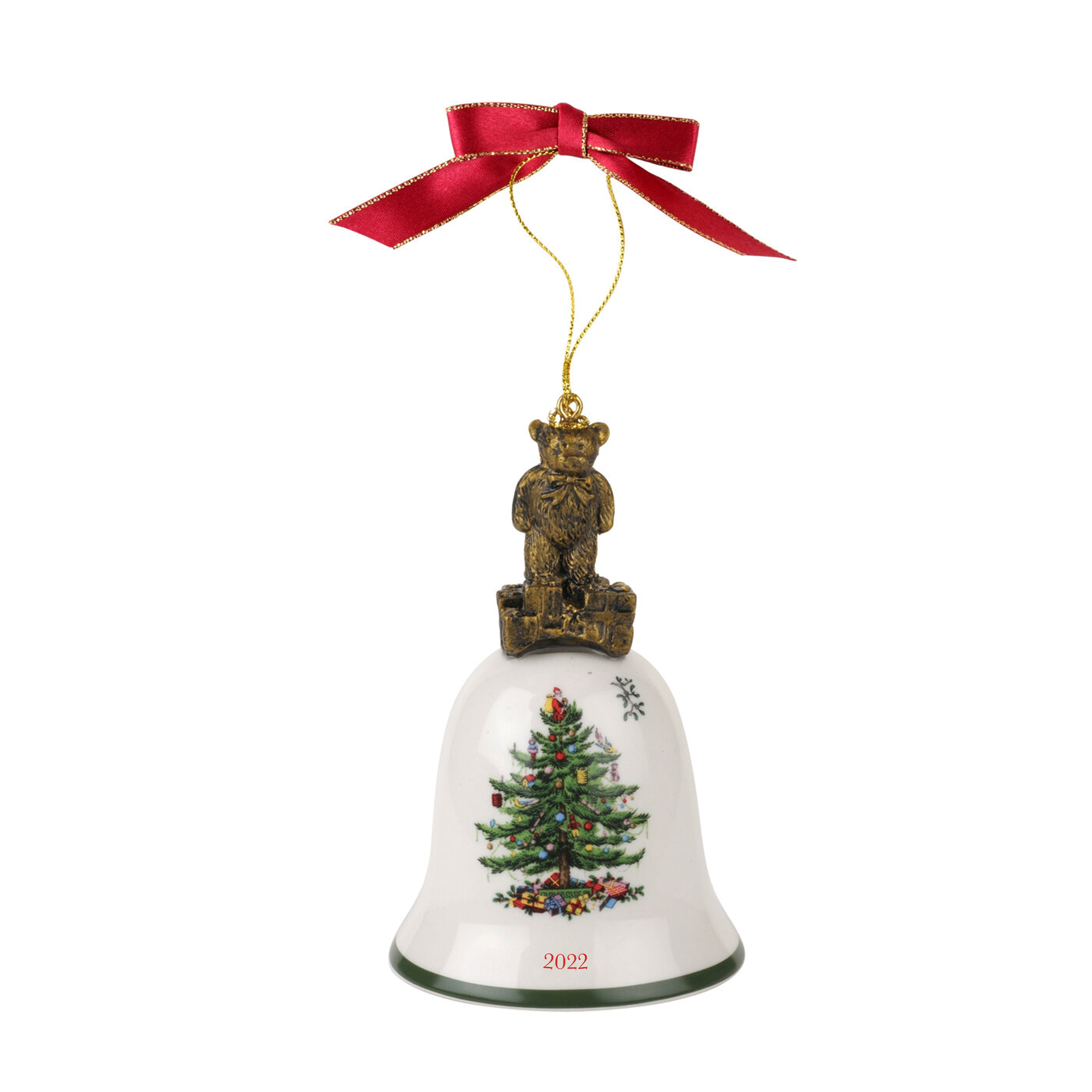 Christmas Tree Teddy Bear Annual Bell Ornament 2022 image number null